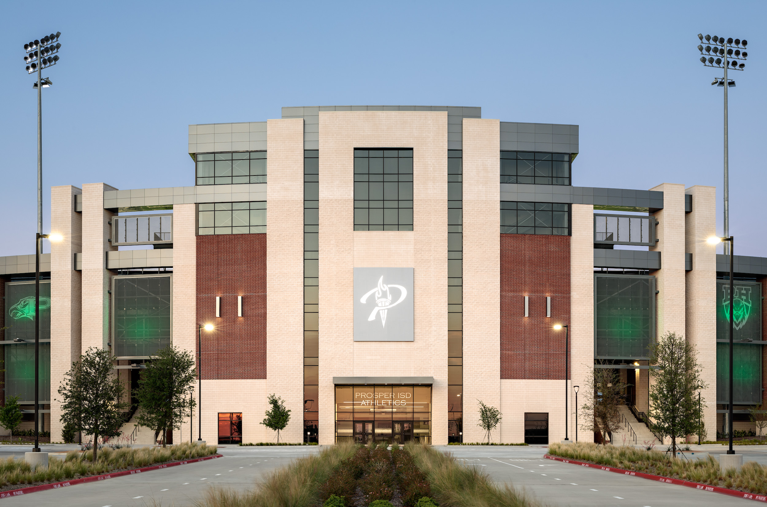 Prosper ISD football stadium in Prosper, TX built using smooth face and split face CMU.